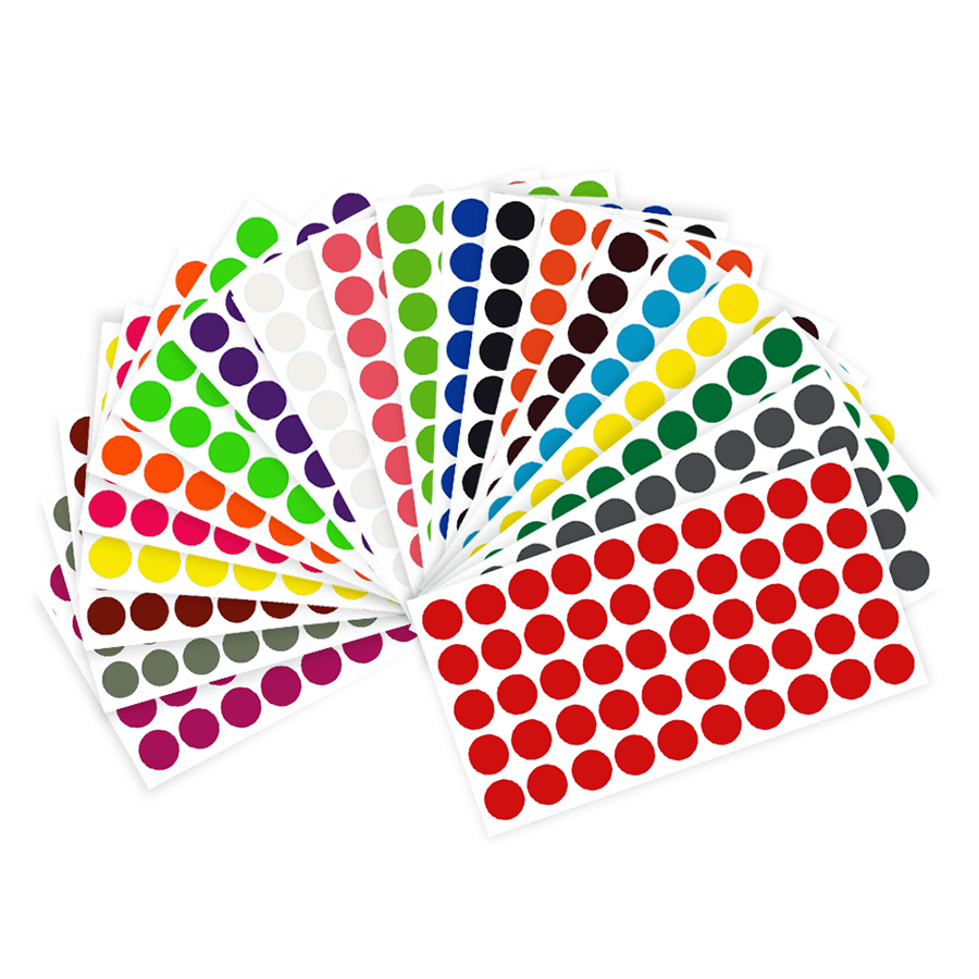 8mm Plastic Coloured Dot Stickers/Activity stickers/Color coding labels ...