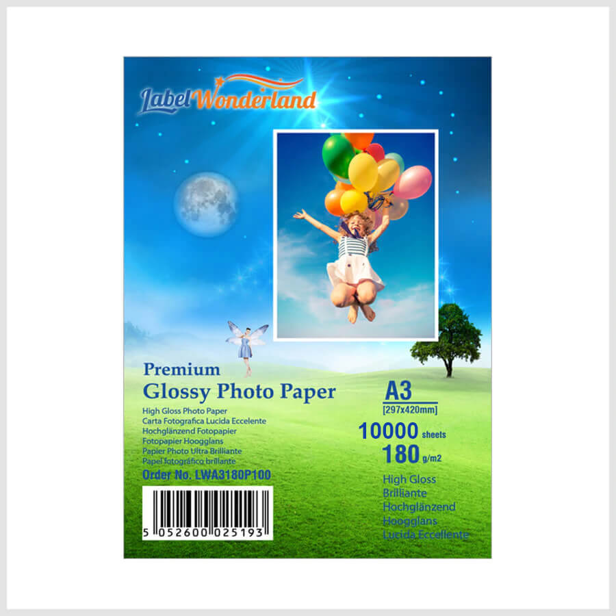 Label Wonderland A3 Glossy Photo Paper single sided weight 180 GSM